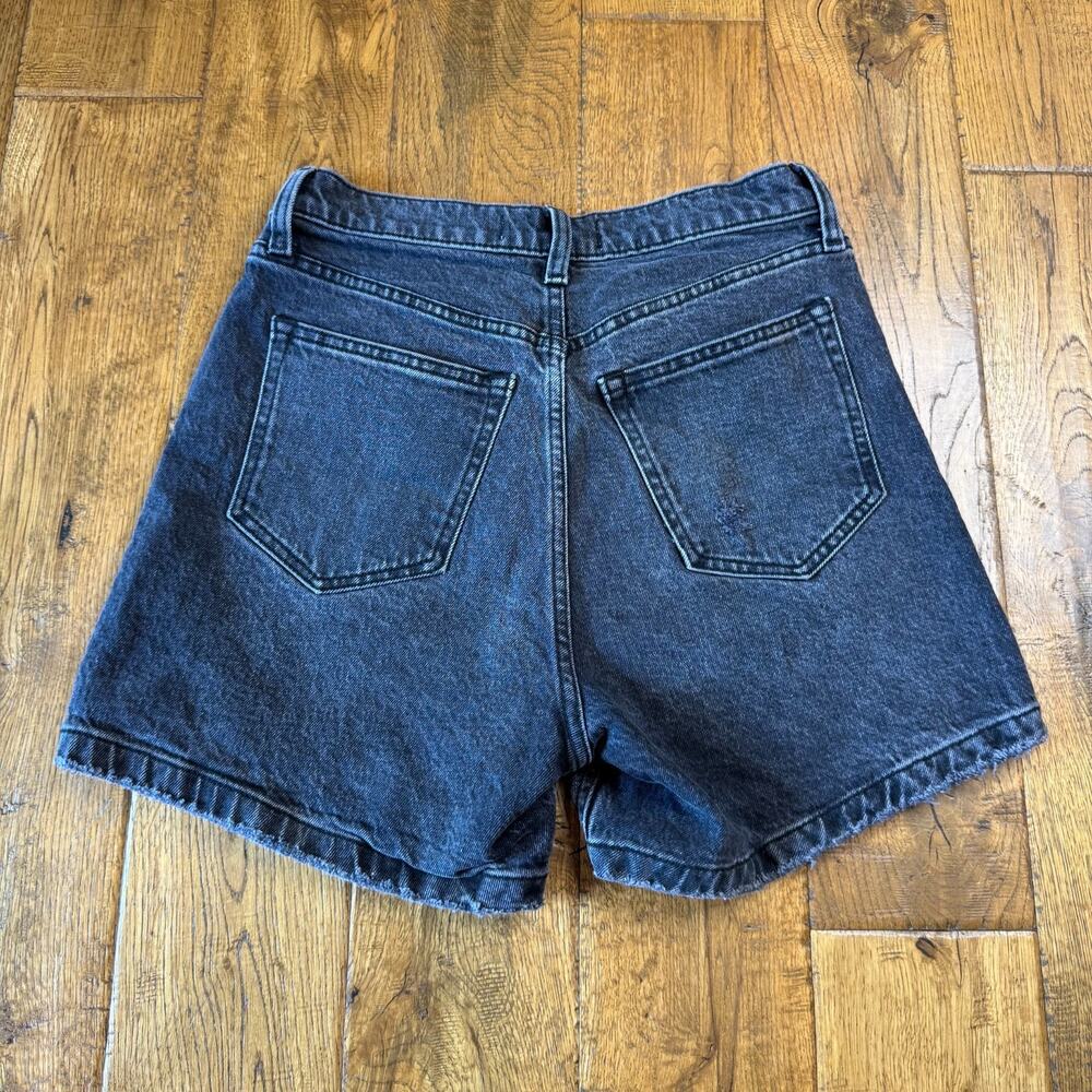 Abercrombie & Fitch The Dad Shorts Womens 25/0 Black Denim Button Fly High Rise - Picture 7 of 8